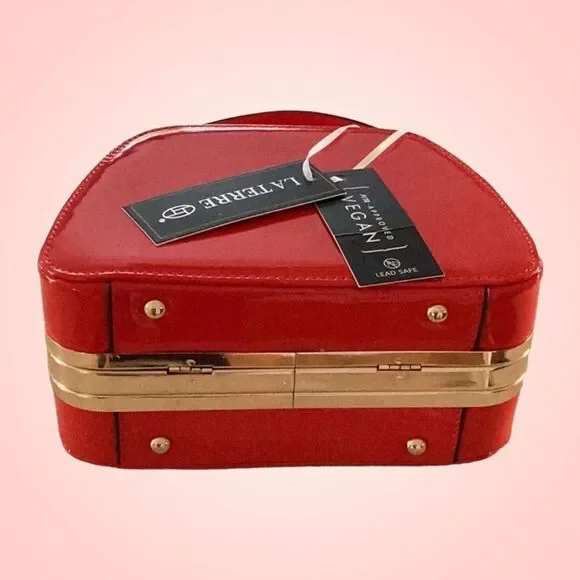 NEW BRIGHT SHINY RED HAND BAG WITH CROSSBODY CHAIN LARGE STONE BLING DECORATION - Picture 8 of 16